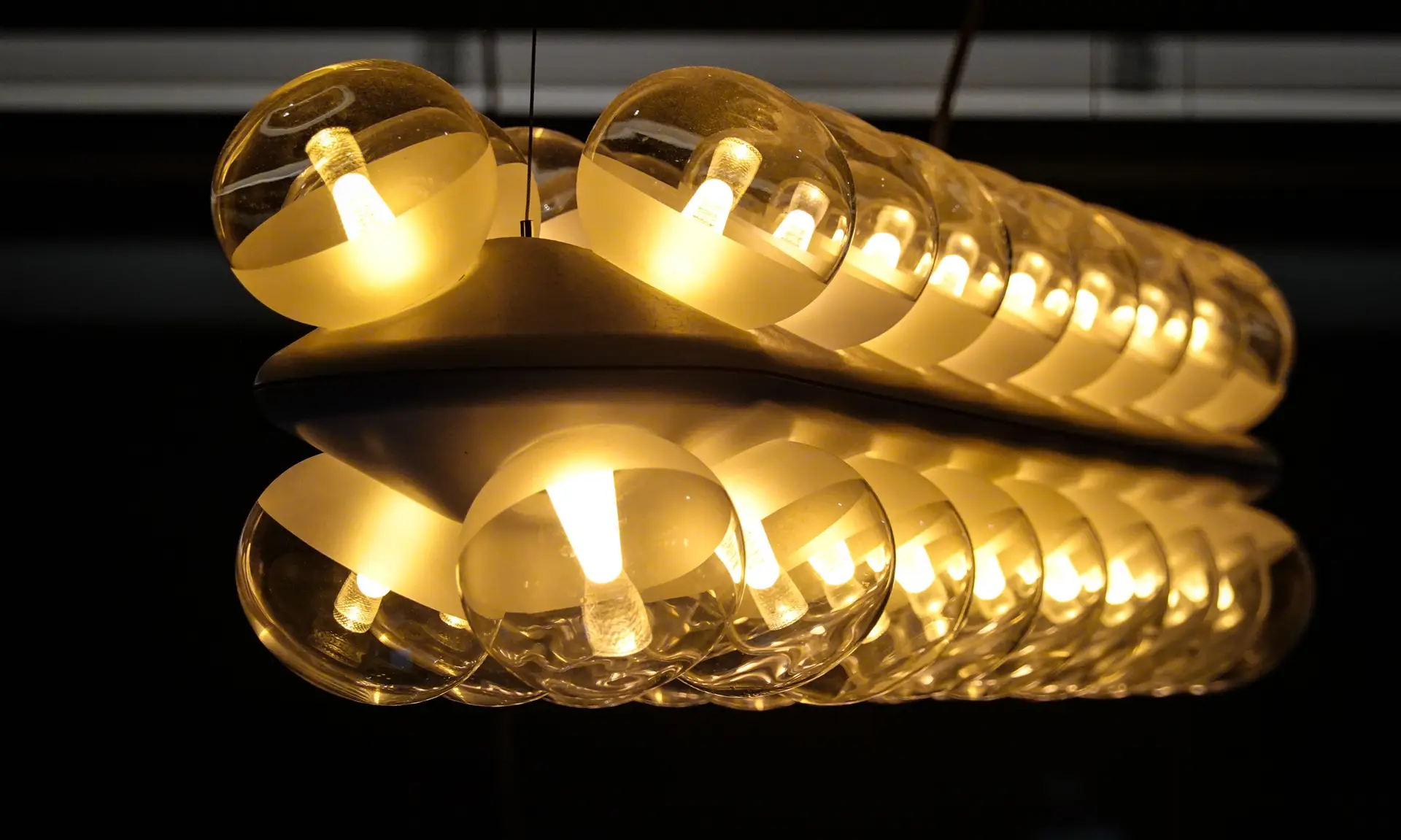 Ambient architectural lighting fixtures casting soft illumination