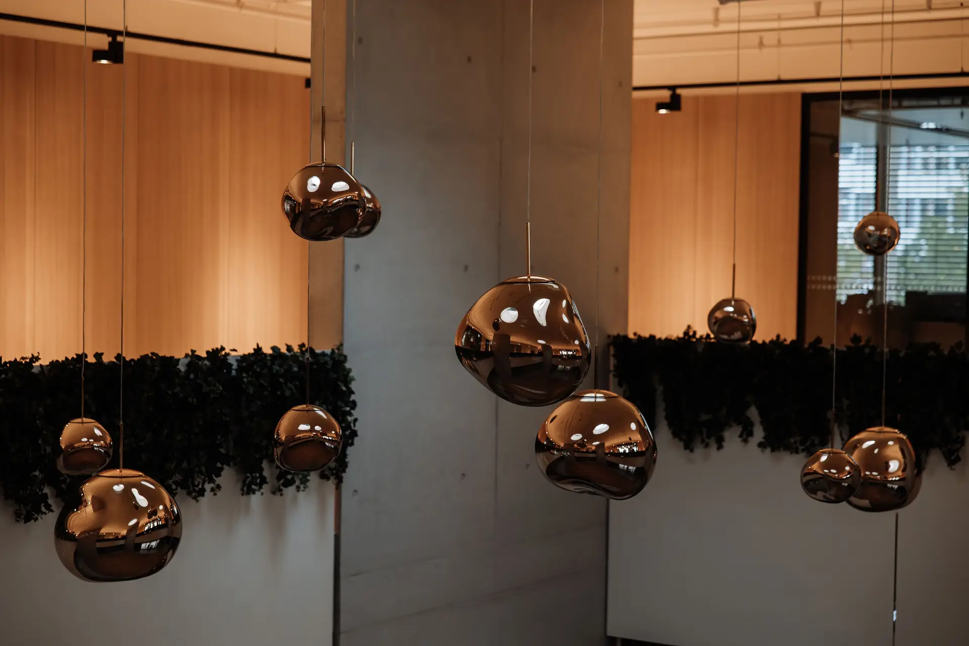 Custom brushed brass luminaires