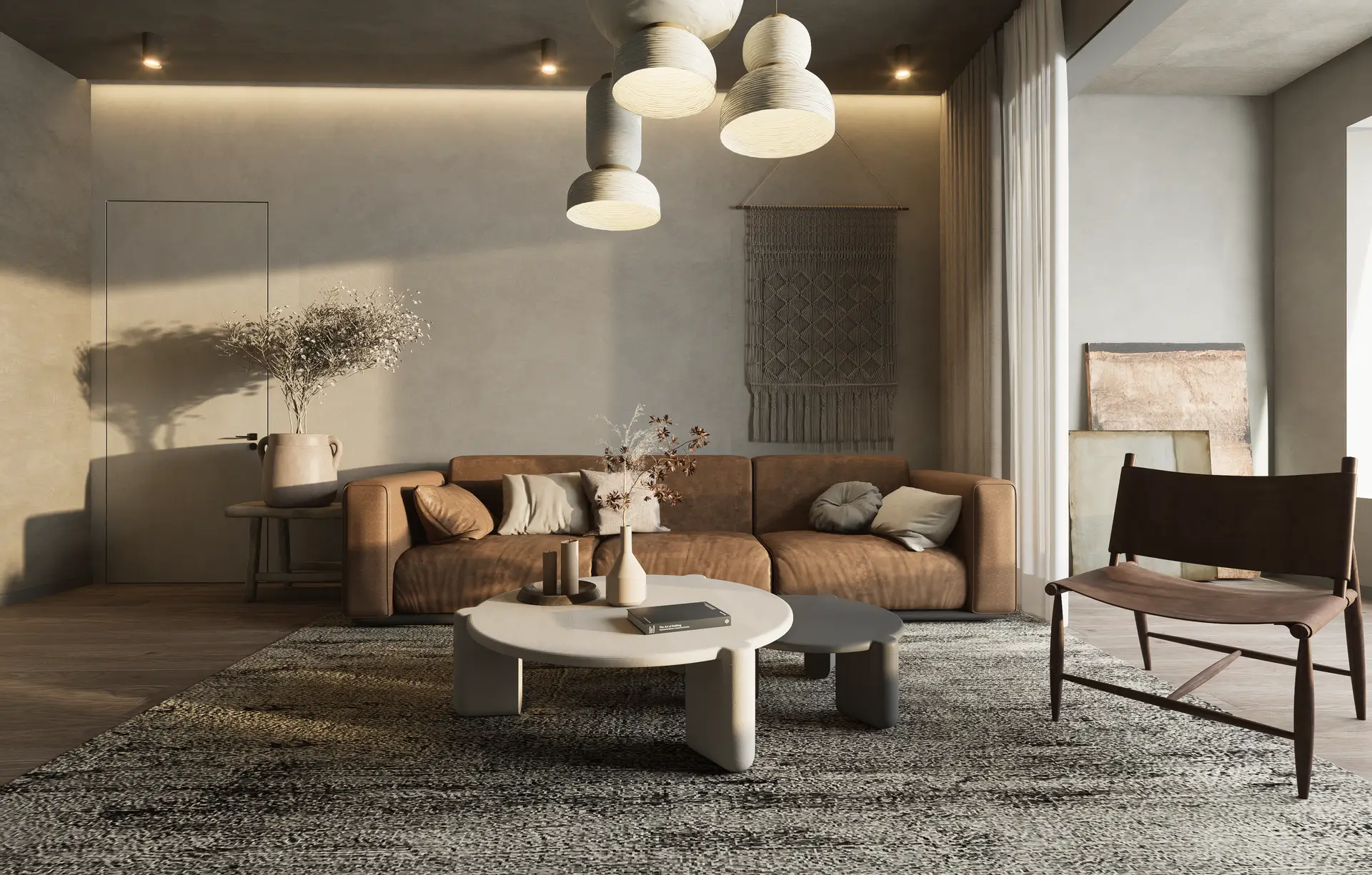 Minimalist living room with delicate accent lights